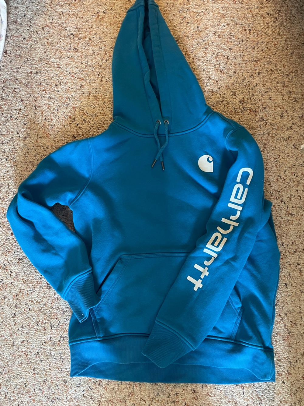 Carhartt Bright Blue Pullover Hoodie with White Logo